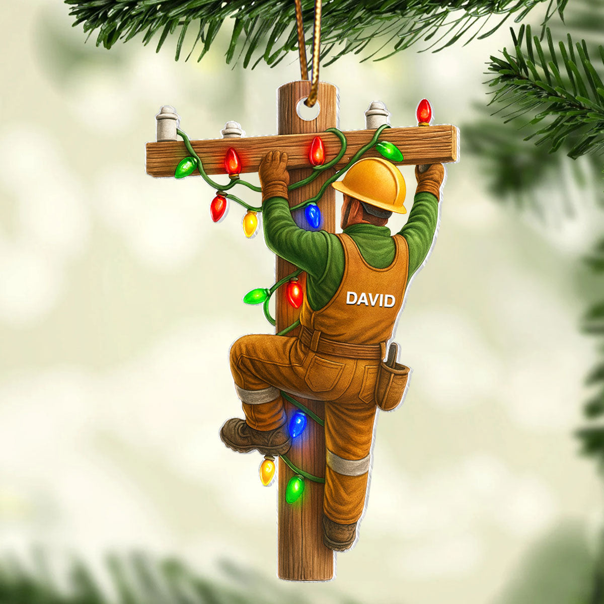 Lighting Up Every Job With Skill – Personalized Acrylic Ornament – Appreciation Gift for Electricians