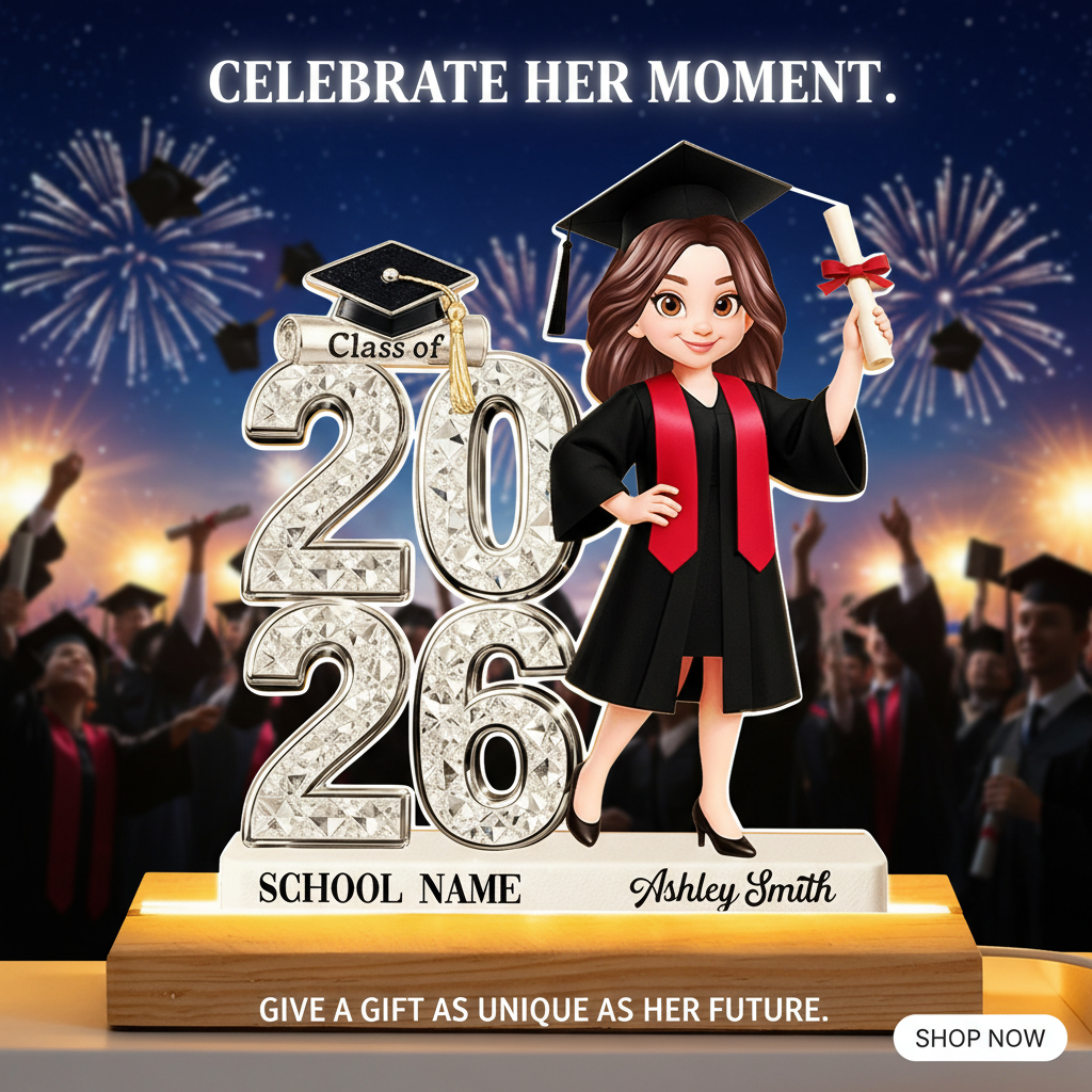Class Of 2026 2027 Senior - Personalized Acrylic Plaque LED Night Light - Graduation Gift For Graduates, Daughter