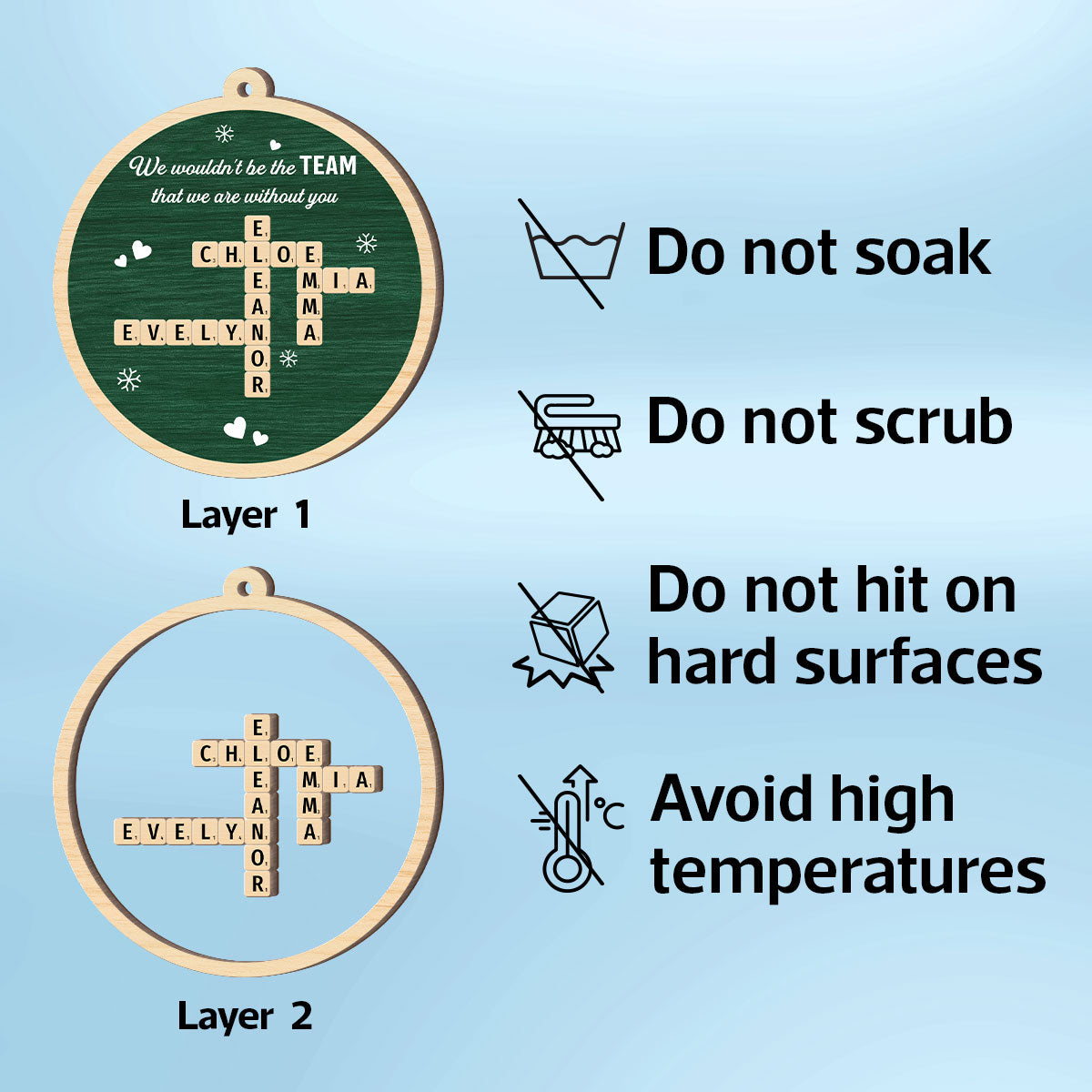 We Wouldn't Be The Team Without You Crossword Puzzle Art - Personalized 2-Layer Wooden Ornament - Gift For Colleagues