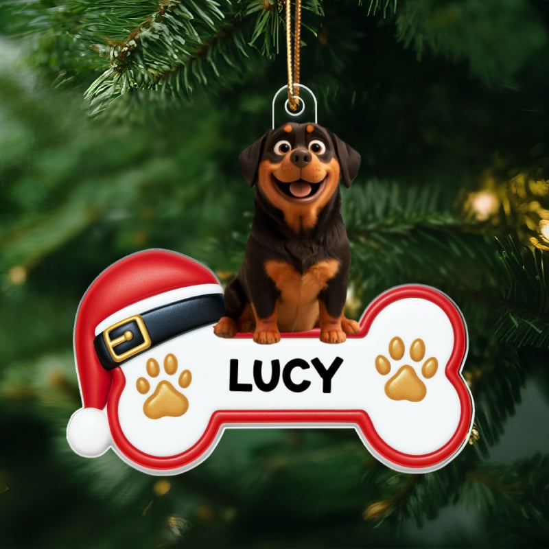 Custom Paw Cute Cartoon Dog - Personalized Acrylic Ornament - Christmas Gift for Dog Moms, Dog Dads