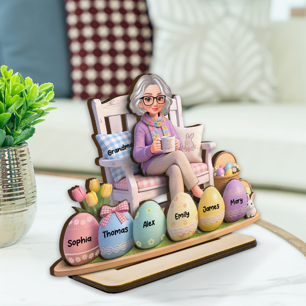 Grandma Little Easter Eggs - Personalized 2-Layered Wooden Plaque - Gift For Grandma