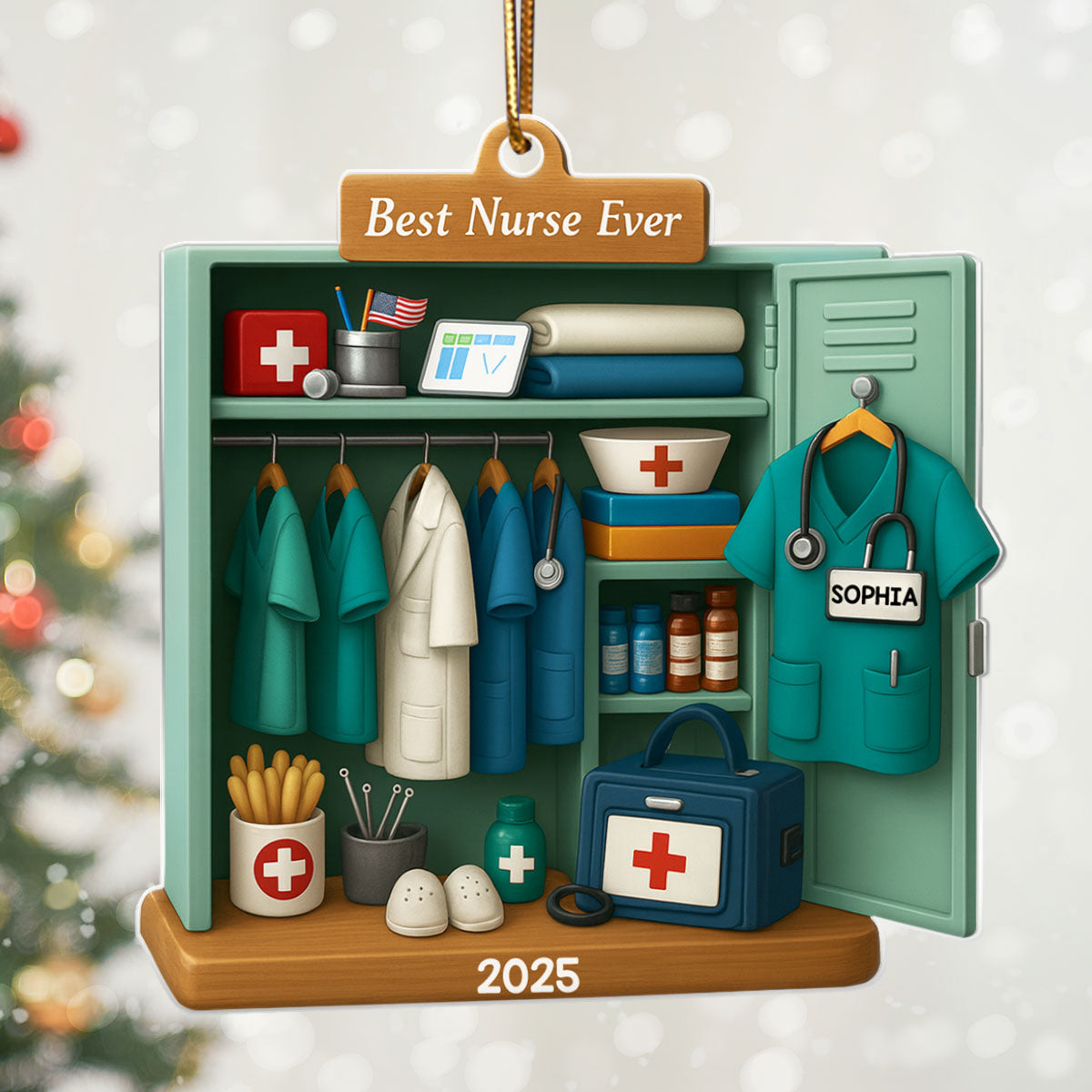 Best Nurse Ever - Personalized Acrylic Ornament - Christmas Gift for Nurse