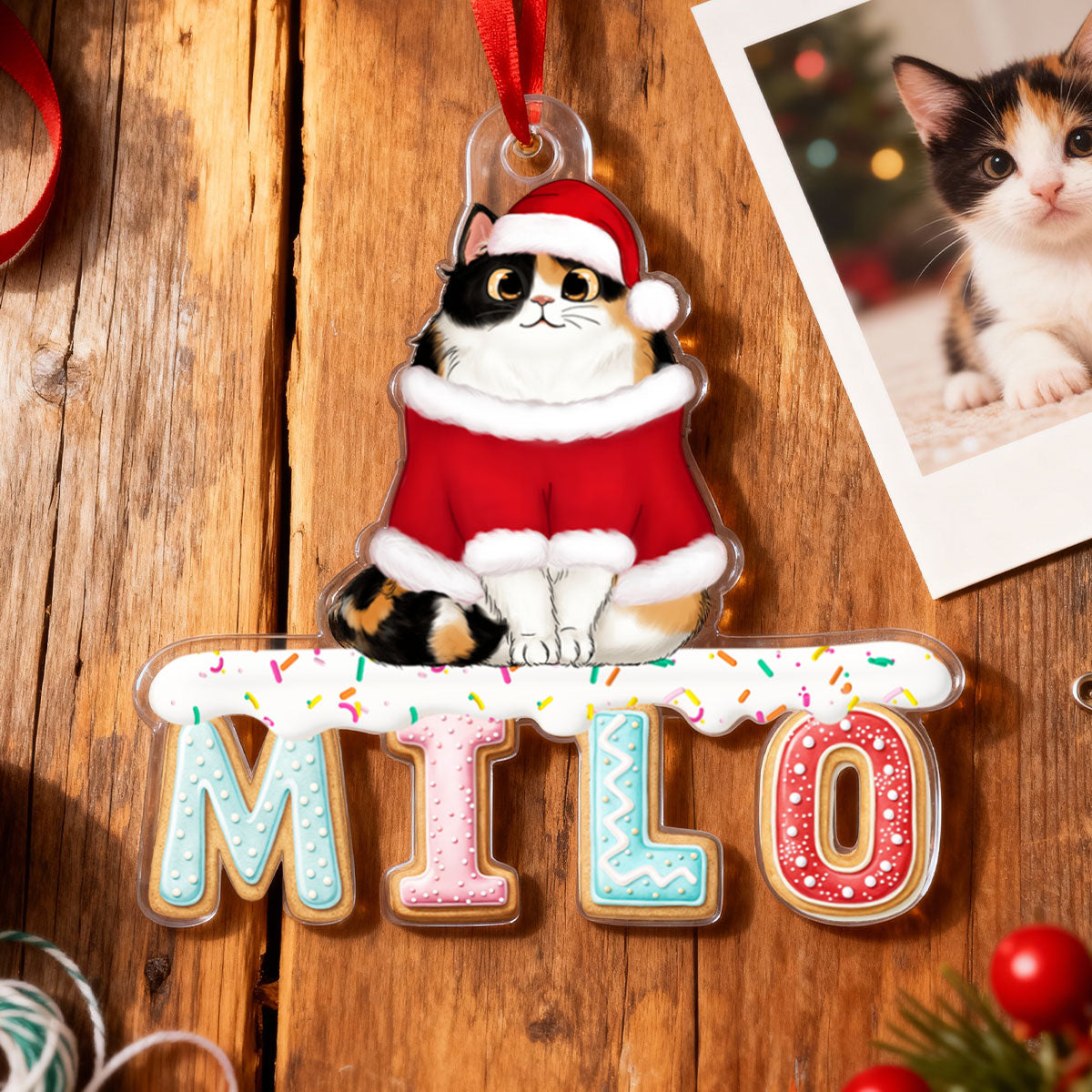 Custom Cat Name Cookies Alphabet - Personalized Acrylic Ornament - Christmas Gift for Pet Lovers