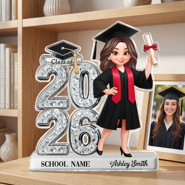 Shiny Effect Class Of 2026 2027 Senior 2D Flat - Personalized Acrylic Block Plaque - Graduation Gift For Graduates, Daughter, Son