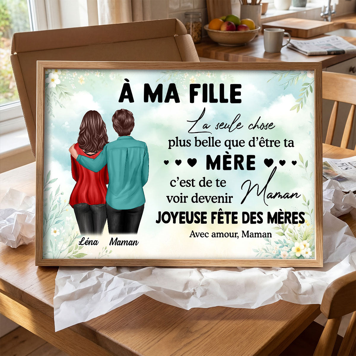 À ma fille – Te voir devenir maman – Affiche personnalisée – Cadeau de Fête des Mères pour ma fille