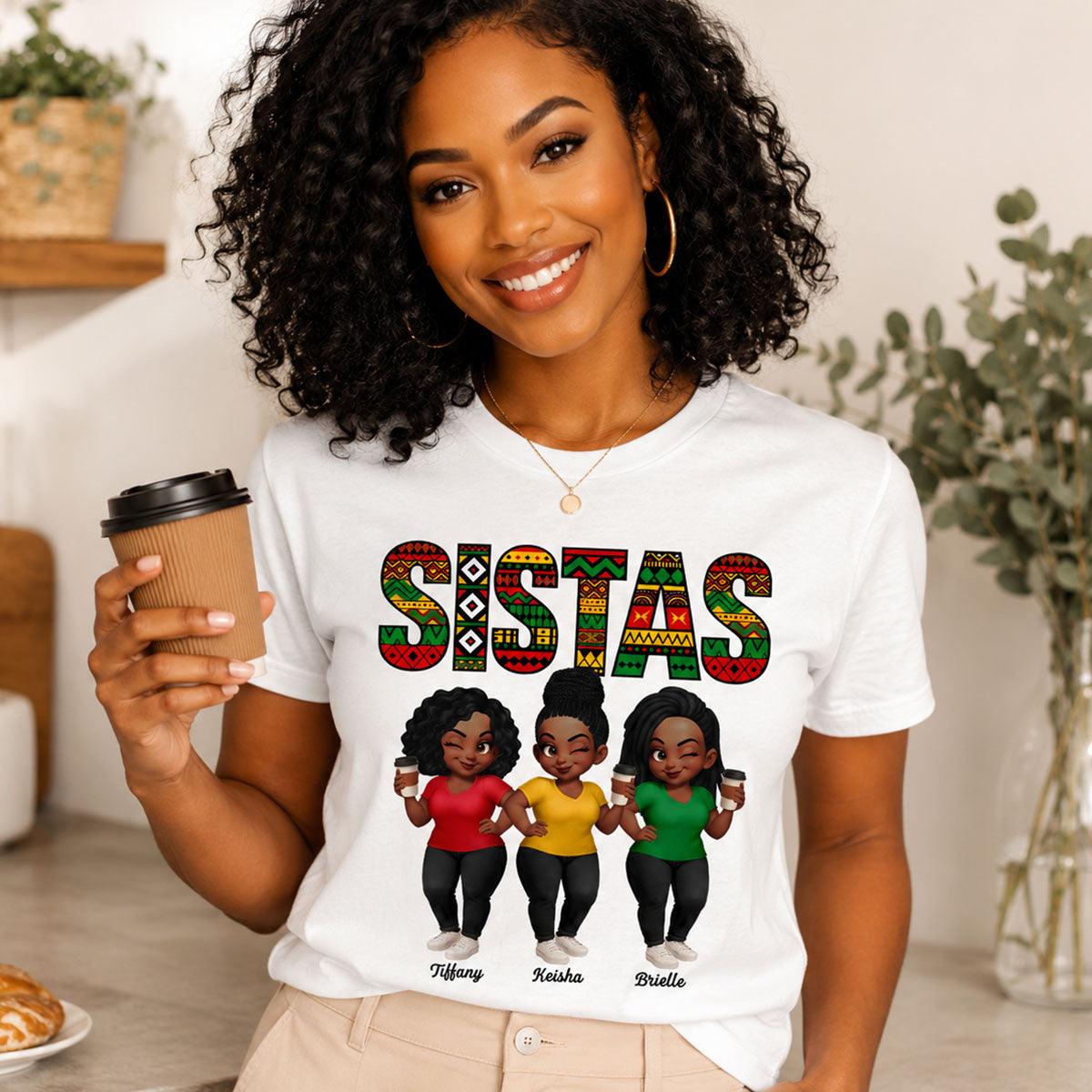 Tribal Pattern Besties Sistas Sisters - Personalized Shirt - Birthday Gift, Gift For Best Friends