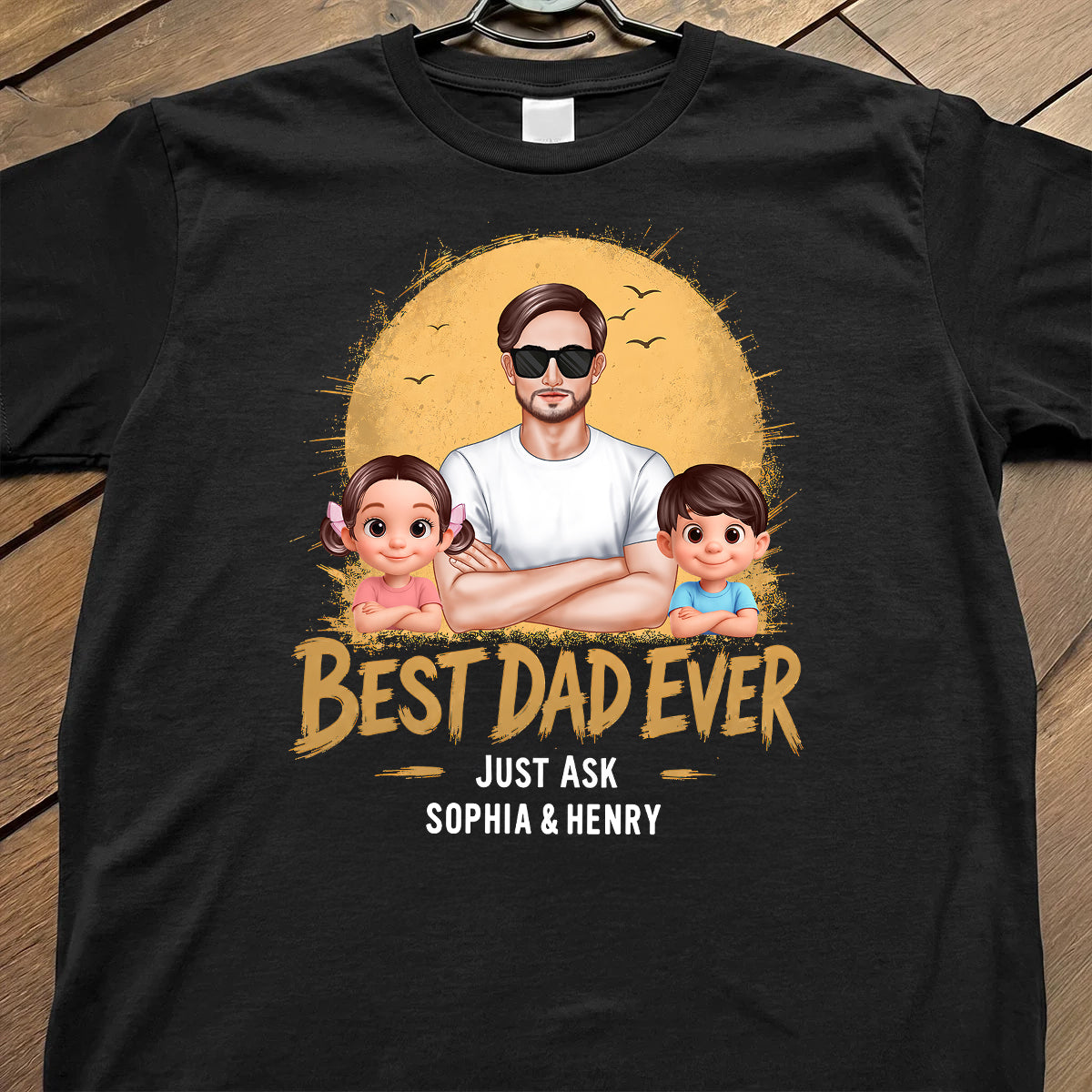 Best Dad Ever Dad And Kids Retro Vintage Style - Personalized Shirt - Father's Day Gift for Dad, Husband