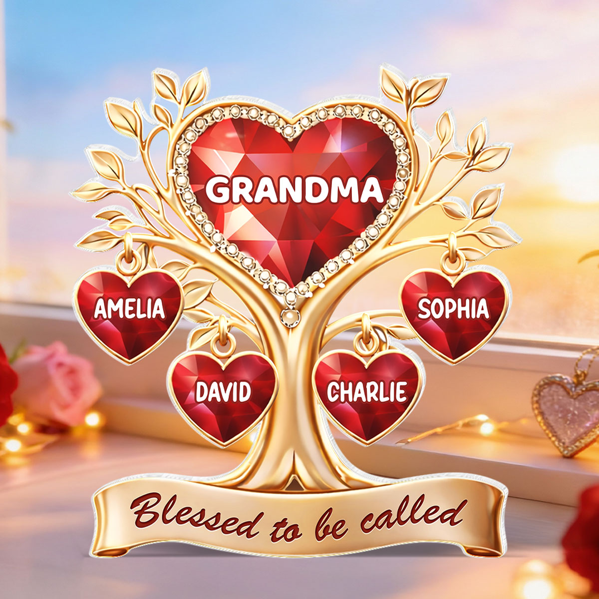 Blessed to Be Called Grandma - Personalized Acrylic Block Plaque - Sentimental Gift for Grandma