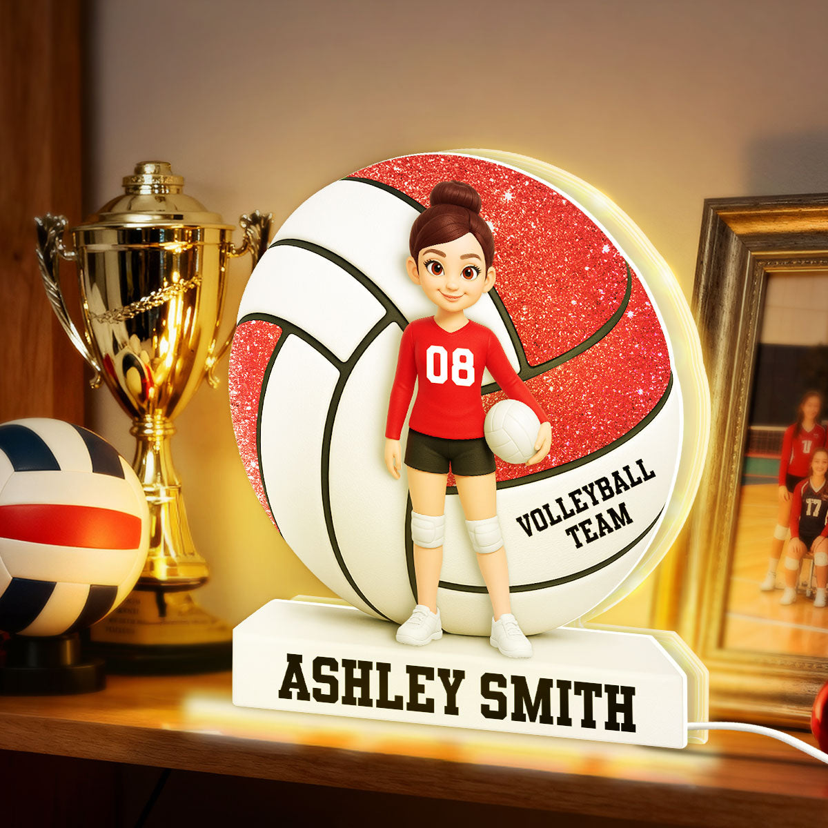 Volleyball Boy Girl 3D Effect - Personalized Light Box - Christmas Gift for Teen Boy Girl Daughter Son
