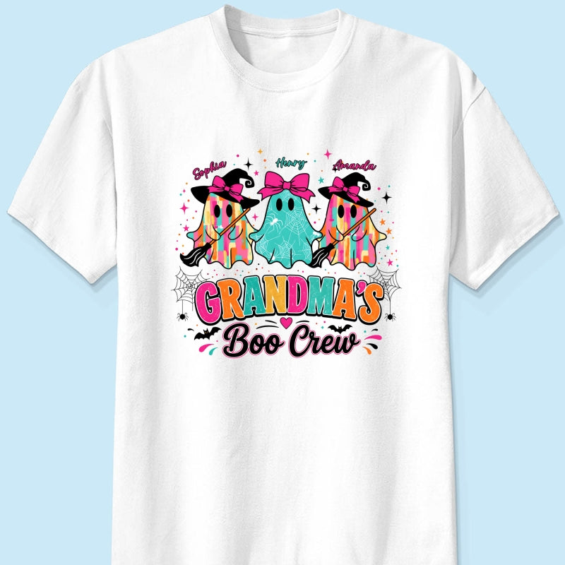 Grandma's Boo Crew Cute Bow Ghost - Personalized Shirt - Gift for Grandma