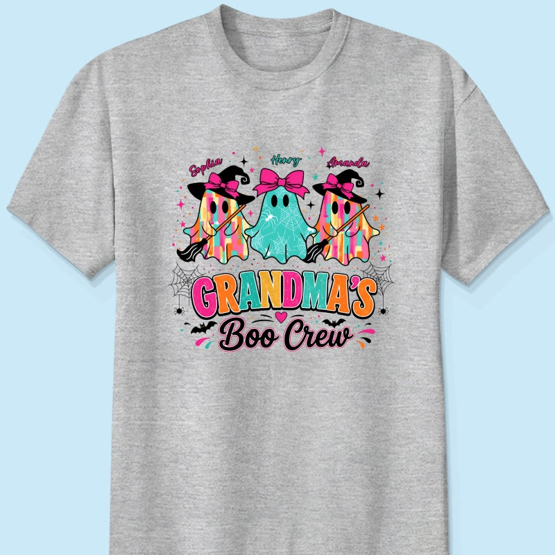 Grandma's Boo Crew Cute Bow Ghost - Personalized Shirt - Gift for Grandma