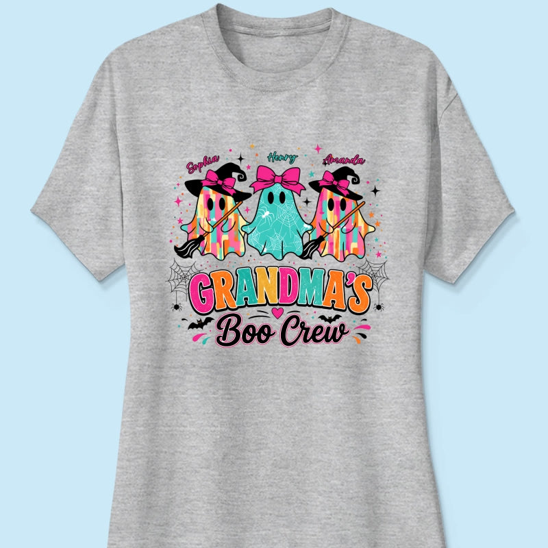 Grandma's Boo Crew Cute Bow Ghost - Personalized Shirt - Gift for Grandma