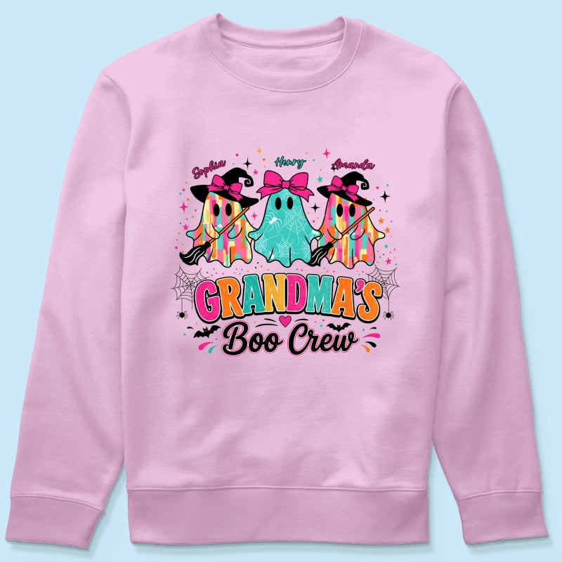 Grandma's Boo Crew Cute Bow Ghost - Personalized Shirt - Gift for Grandma