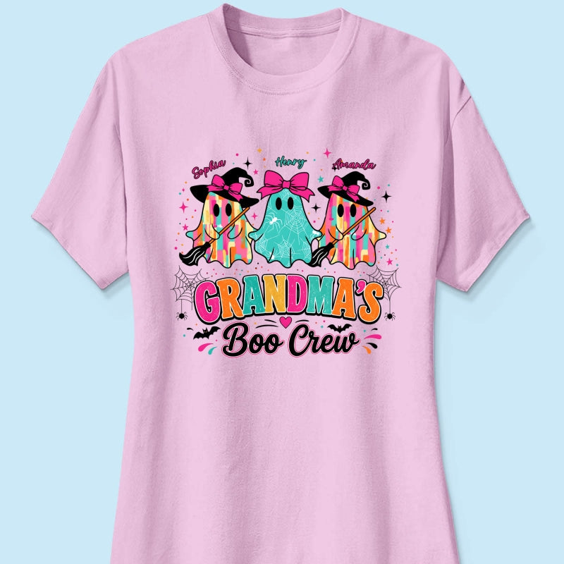 Grandma's Boo Crew Cute Bow Ghost - Personalized Shirt - Gift for Grandma
