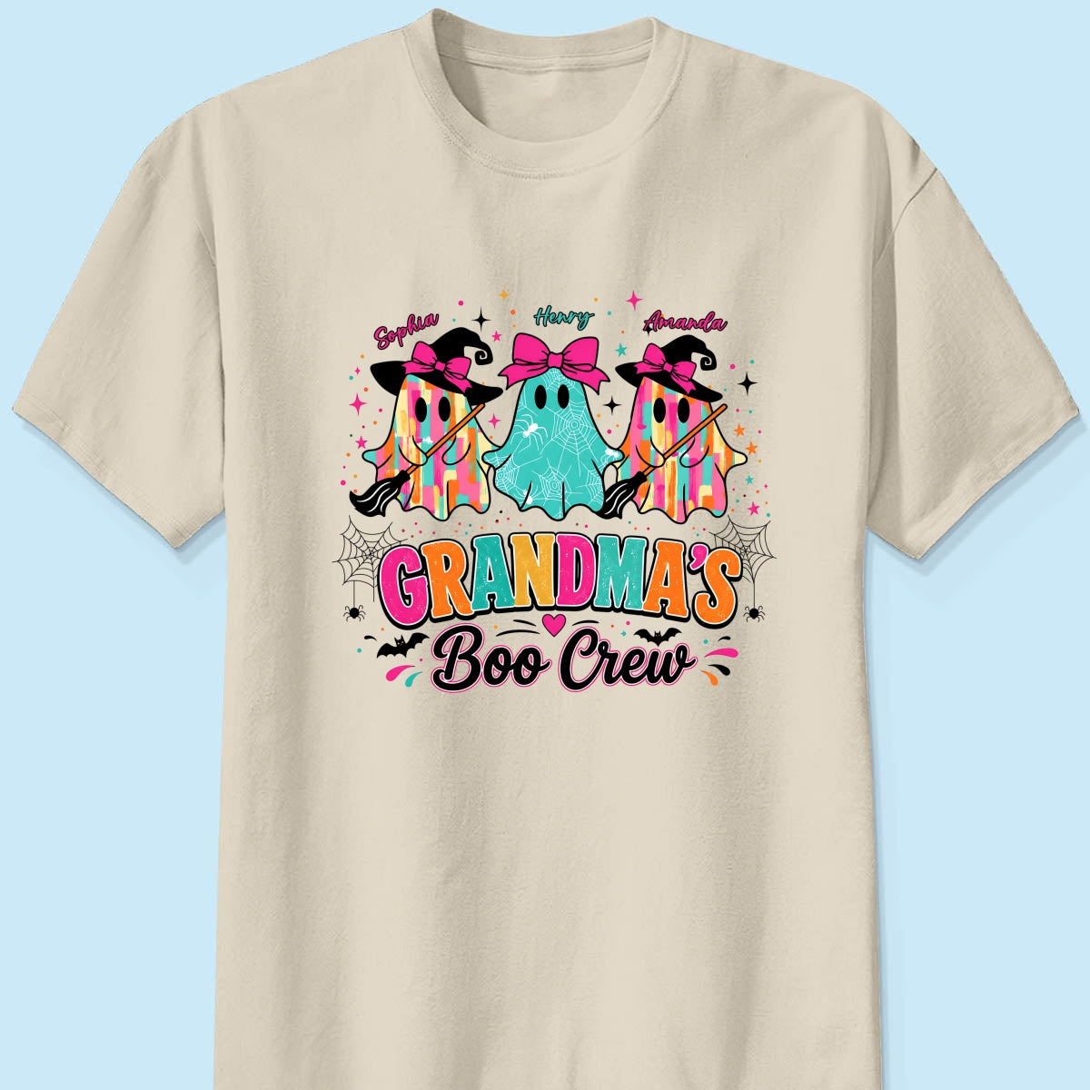 Grandma's Boo Crew Cute Bow Ghost - Personalized Shirt - Gift for Grandma
