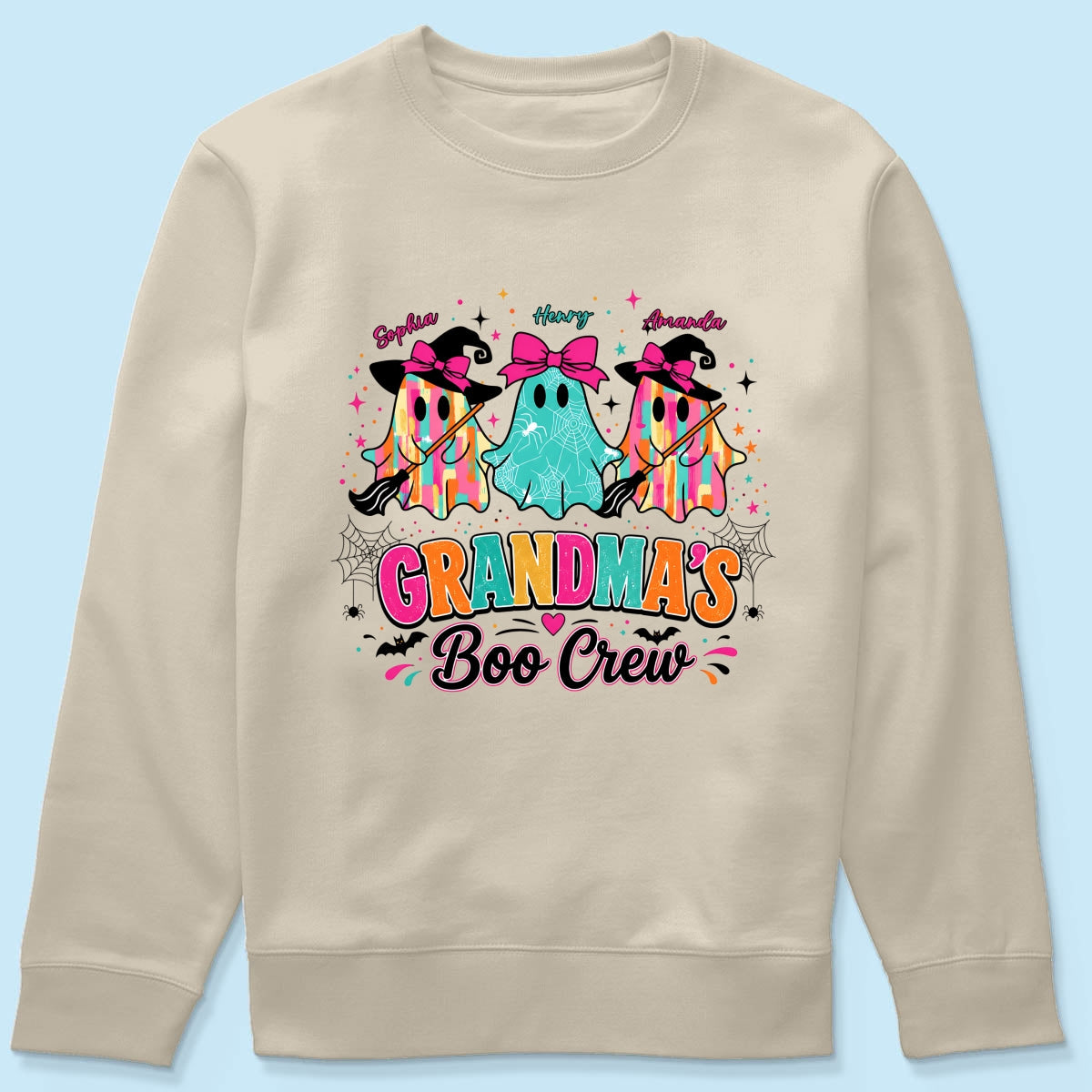Grandma's Boo Crew Cute Bow Ghost - Personalized Shirt - Gift for Grandma