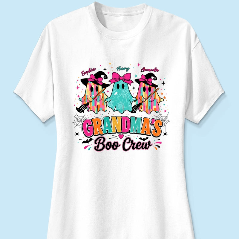 Grandma's Boo Crew Cute Bow Ghost - Personalized Shirt - Gift for Grandma