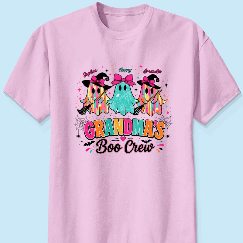 Grandma's Boo Crew Cute Bow Ghost - Personalized Shirt - Gift for Grandma