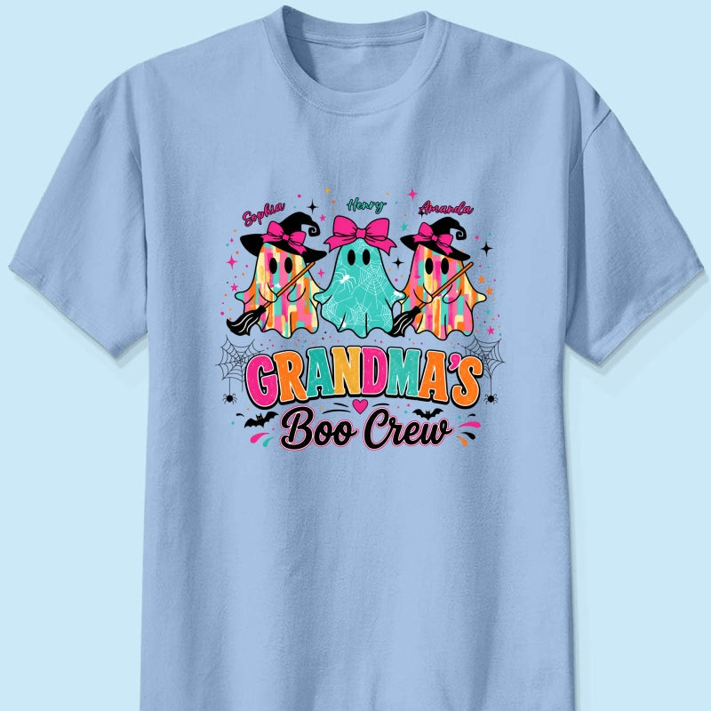 Grandma's Boo Crew Cute Bow Ghost - Personalized Shirt - Gift for Grandma