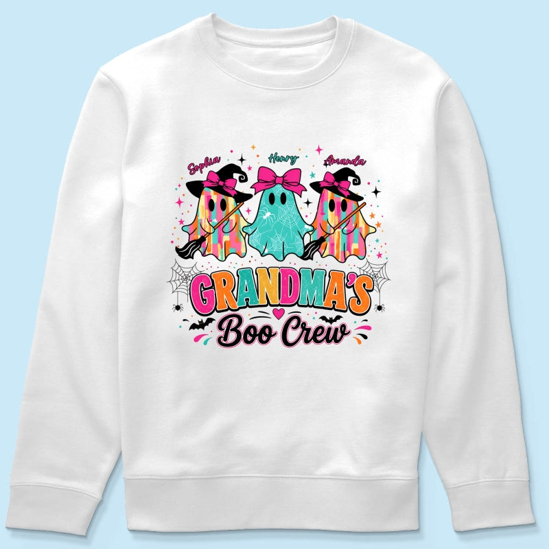 Grandma's Boo Crew Cute Bow Ghost - Personalized Shirt - Gift for Grandma