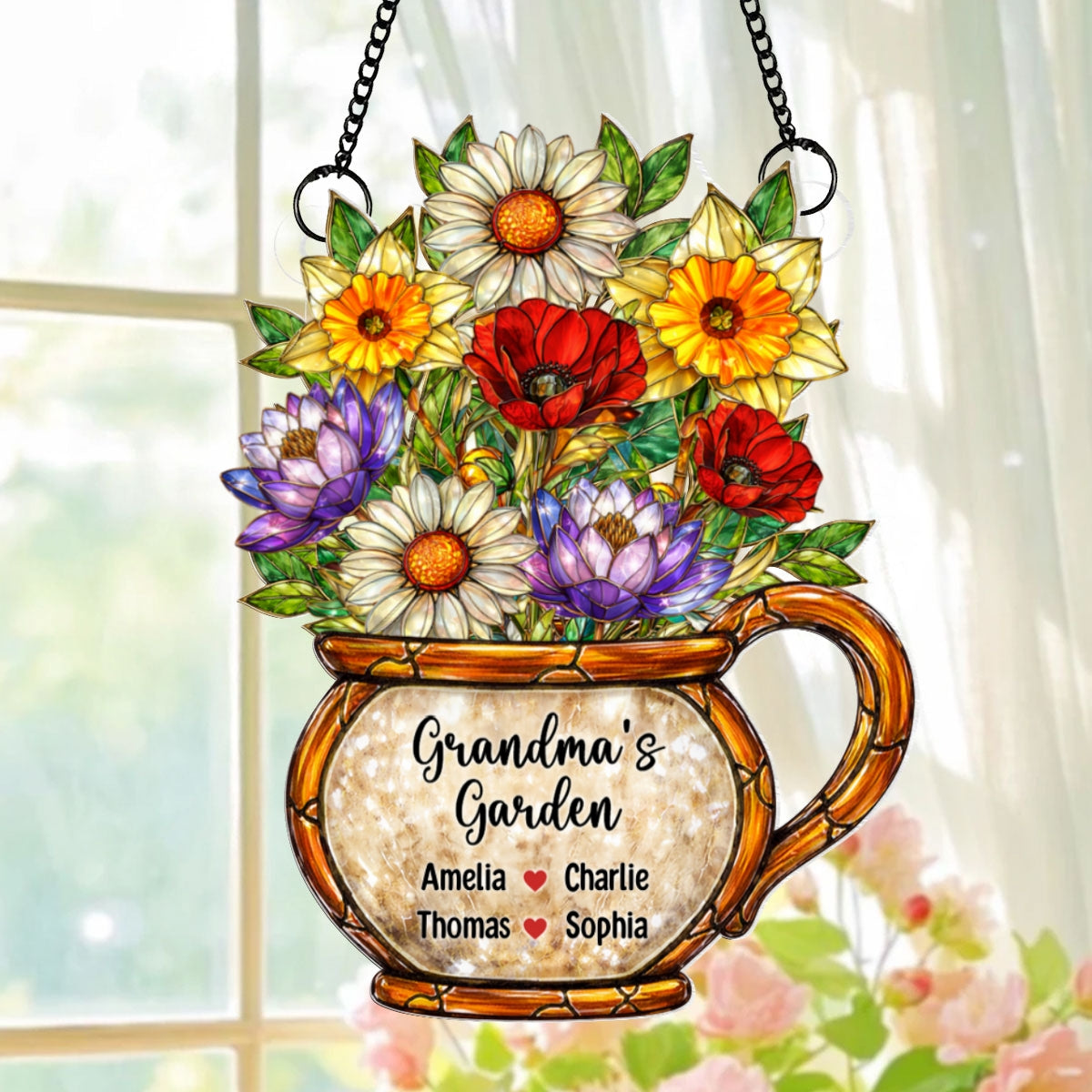 Grandma's Garden Birth Flowers - Personalized Suncatcher - Sentimental Mother's Day Gift for Grandma, Mom, Wife