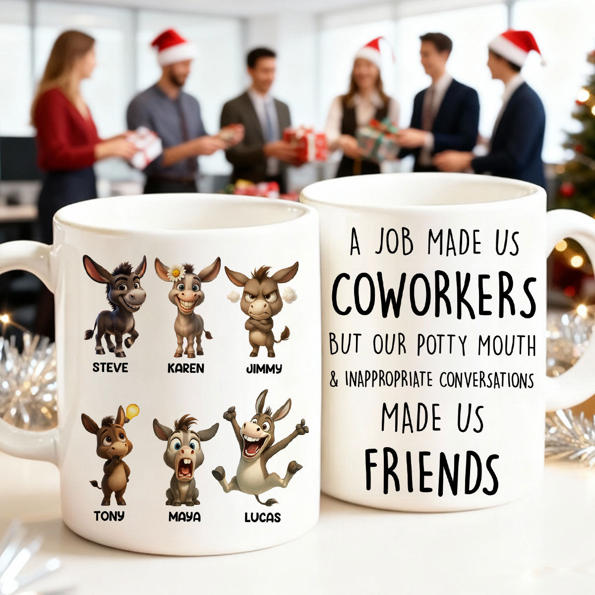 Job Made Us Coworkers But Our Potty Mouth Made Us Friends - Personalized Mug - Funny Christmas Gift for Work Besties