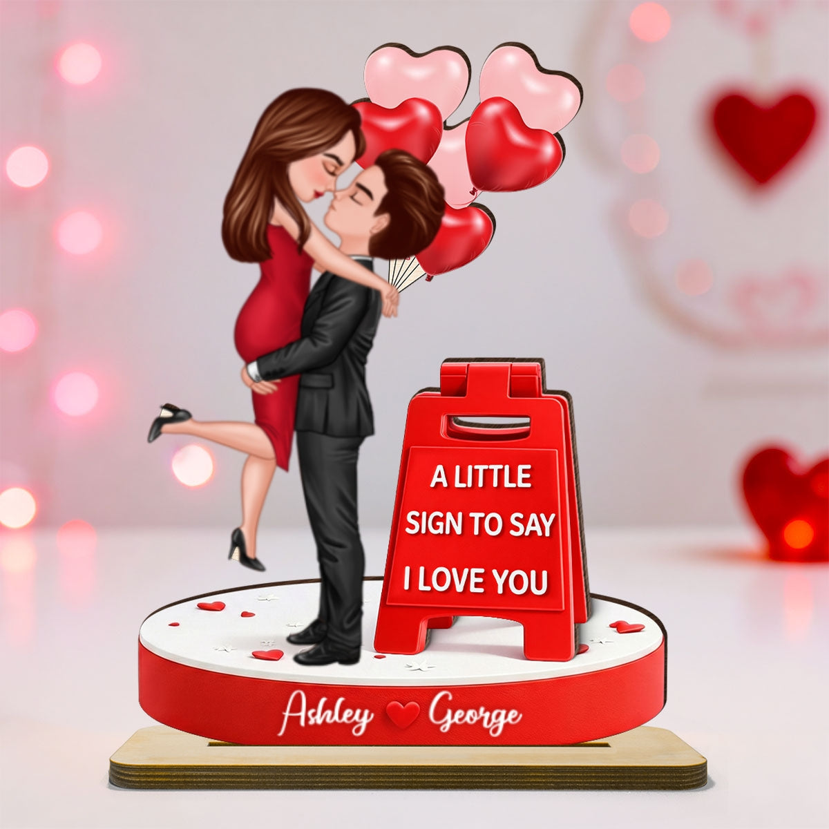 Romantic I Love You Sign - Personalized 2-Layered Wooden Plaque - Gift for Couple, for Her, for Him