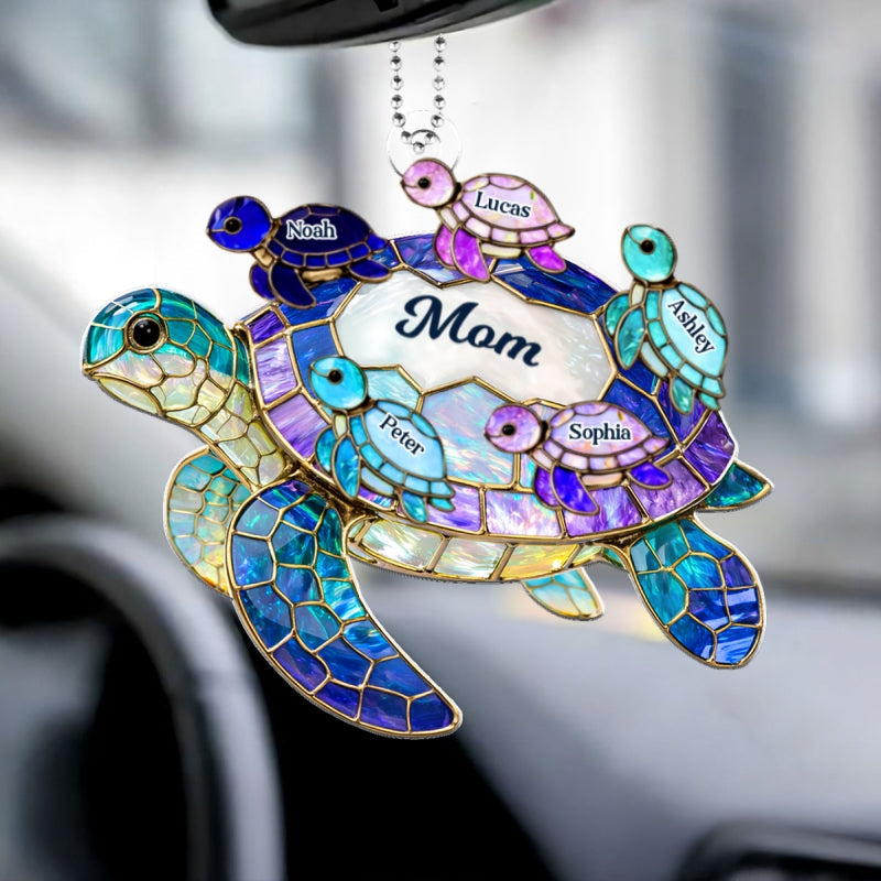 Mom Grandma Sea Turtle - Personalized Acrylic Car Hanger - Mother's Day Gift for Her