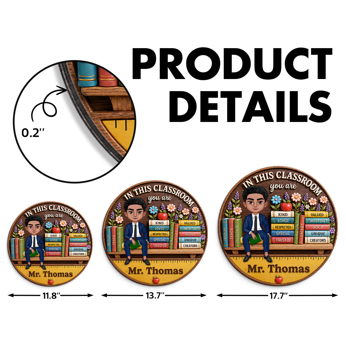 Custom Male Teacher in This Classroom - Personalized Wooden Door Sign - Teacher Wall Decor Sign, Back to School Gift for Teachers