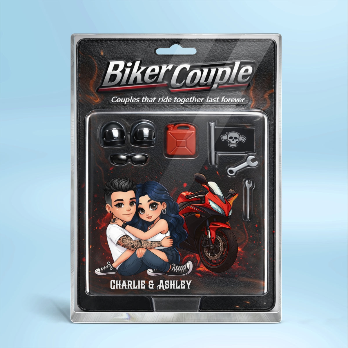 Couples That Ride Together Last Forever, Custom Action Figure Biker Couple - Personalized Acrylic Block Plaque