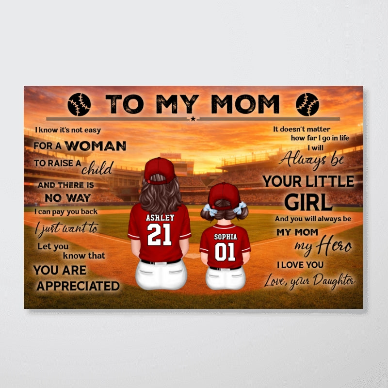 To My Mom Baseball Mom And Kids - Personalized Poster - Heartfelt Gift For Baseball Mom, Gift For Wife