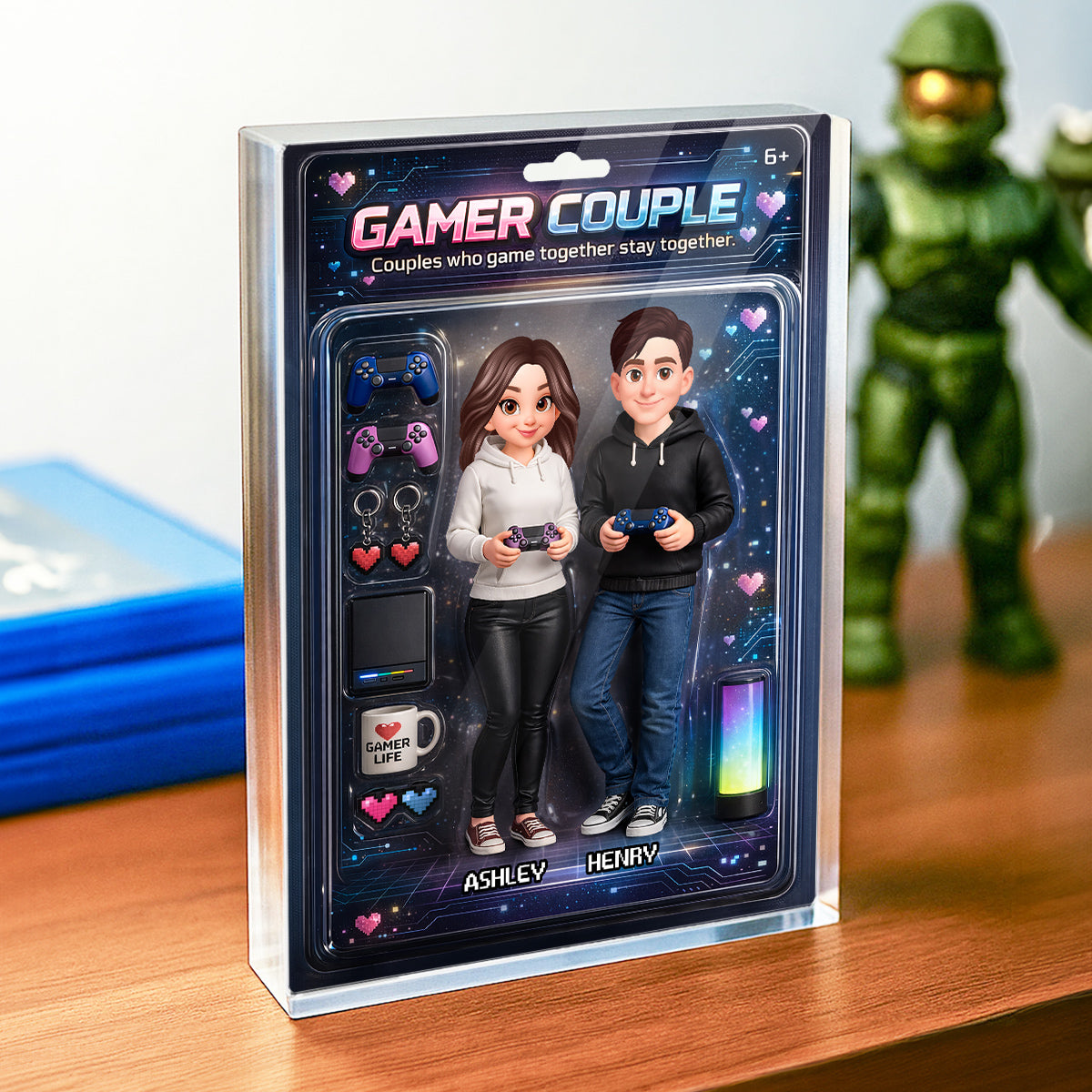 Couples That Game Together Stay Together Custom Action Figure - Personalized Acrylic Block Plaque - Unique Gift for him, for her