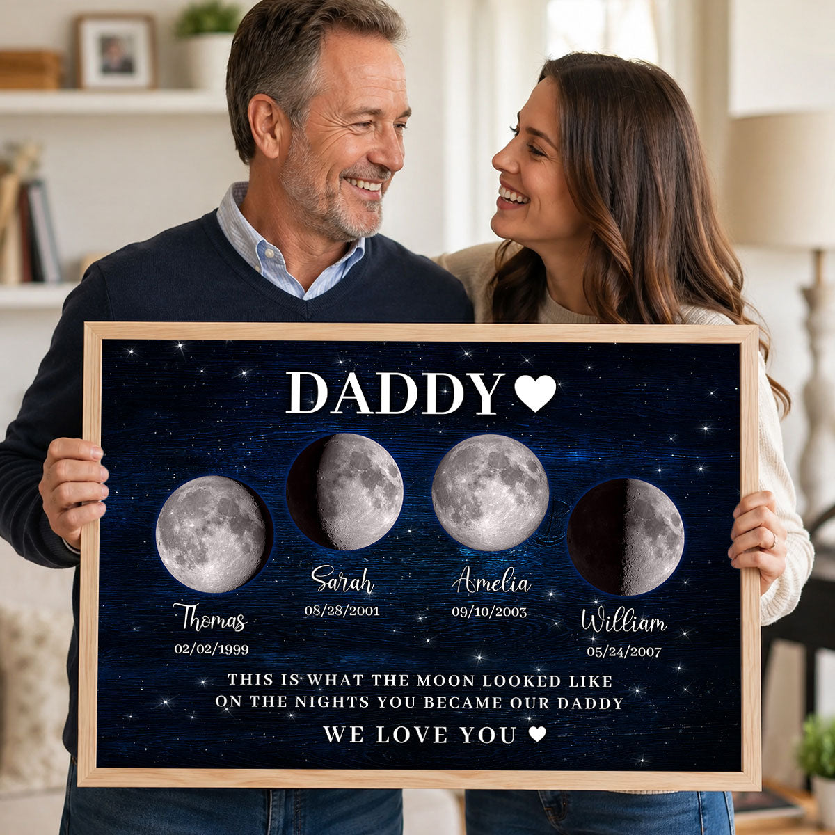 The Days You Became Our Daddy, Custom Moon Phase by Date - Personalized Poster - Father's Day Gift for Dad, Husband