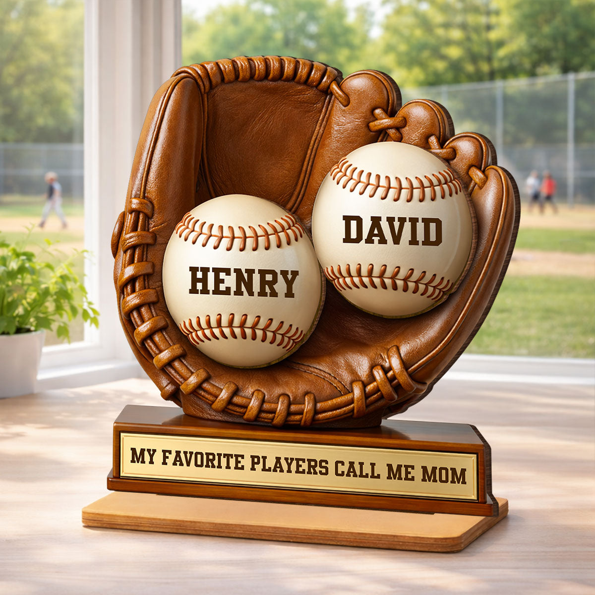 My Favorite Players Call Me Mom - Personalized 2-Layered Wooden Plaque - Sentimental Keepsake, Mother's Day Gift for Mom, Wife