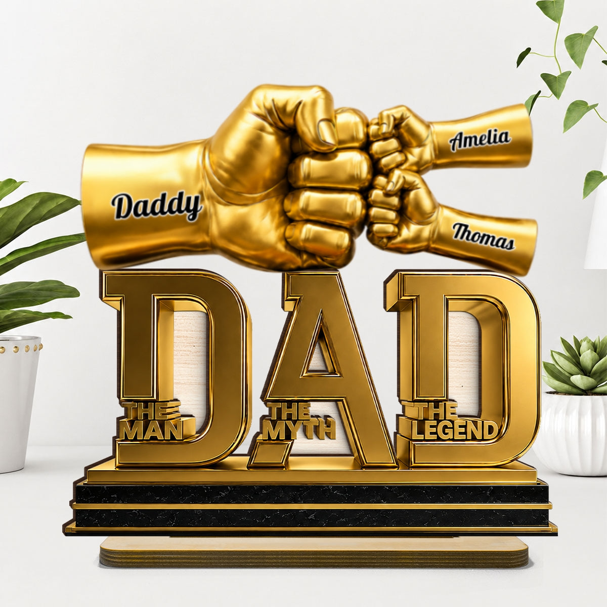 Dad The Man The Myth The Legend - Personalized 2-Layered Wooden Plaque -  Gift for Dad, Husband