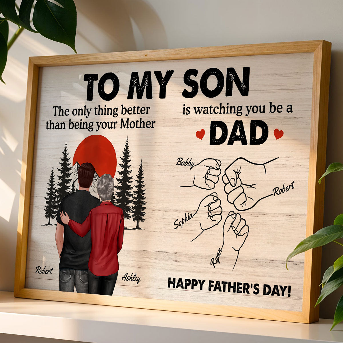 Retro Vintage Sunset To My Son Watching You Be A Dad - Personalized Poster - Father's Day Gift For Son