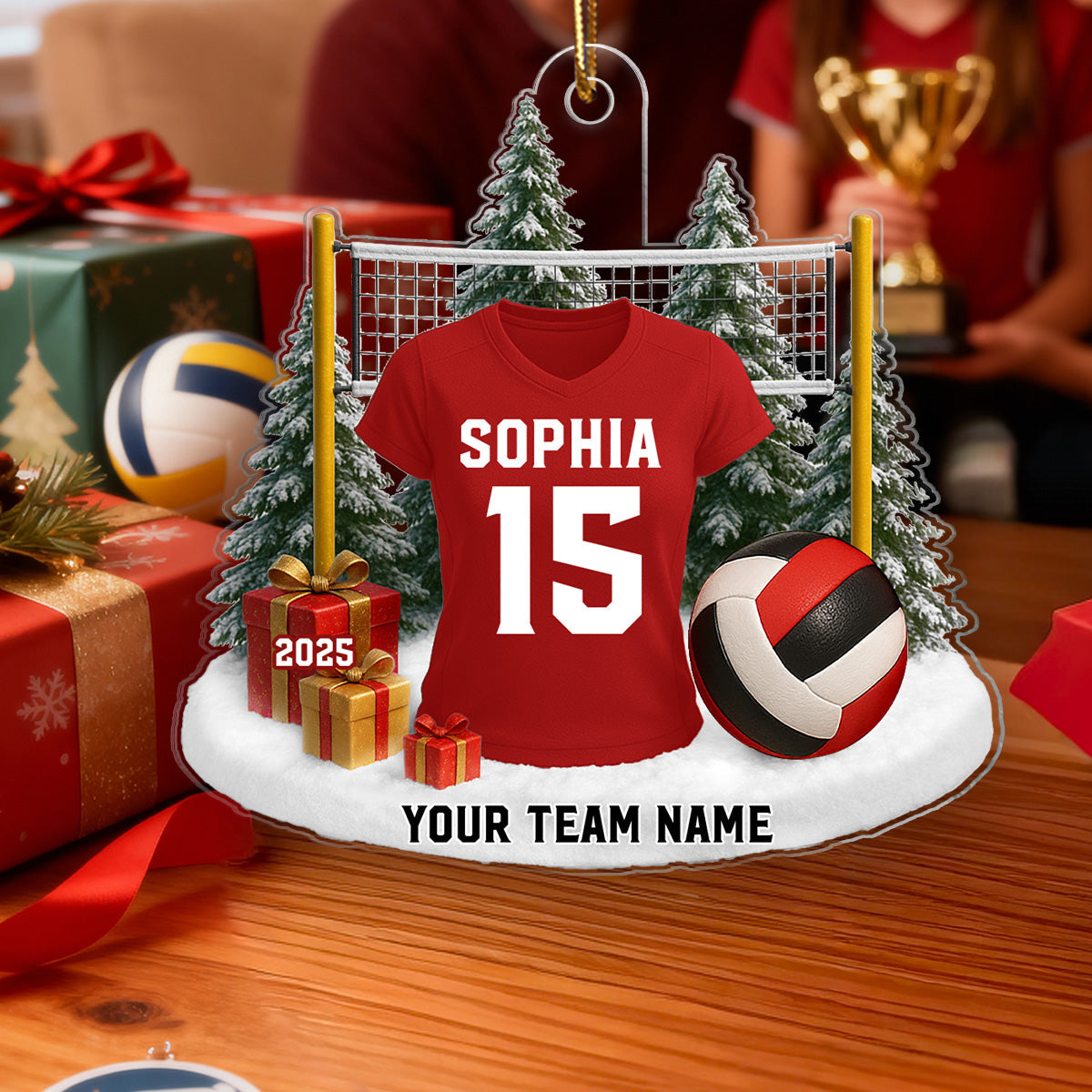 3D Effect Volleyball Player Uniform - Personalized Acrylic Ornament - Christmas Gift For Volleyball Players, School Volleyball Team