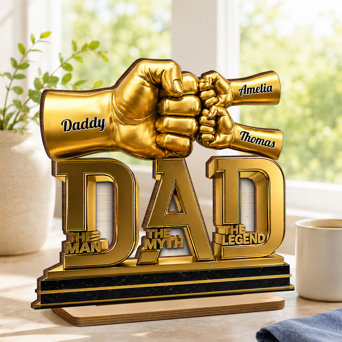 Dad The Man The Myth The Legend - Personalized 2-Layered Wooden Plaque -  Gift for Dad, Husband