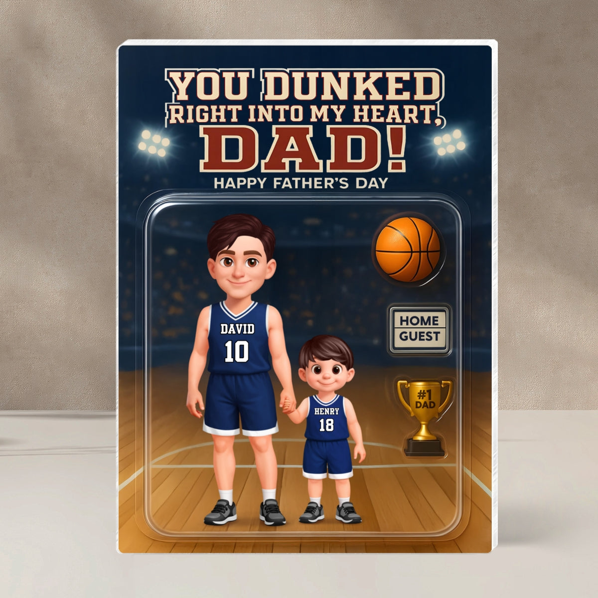 Basketball Dad You Dunked Right Into My Heart - Personalized Acrylic Block Plaque -  Gift For Basketball Dad, Husband