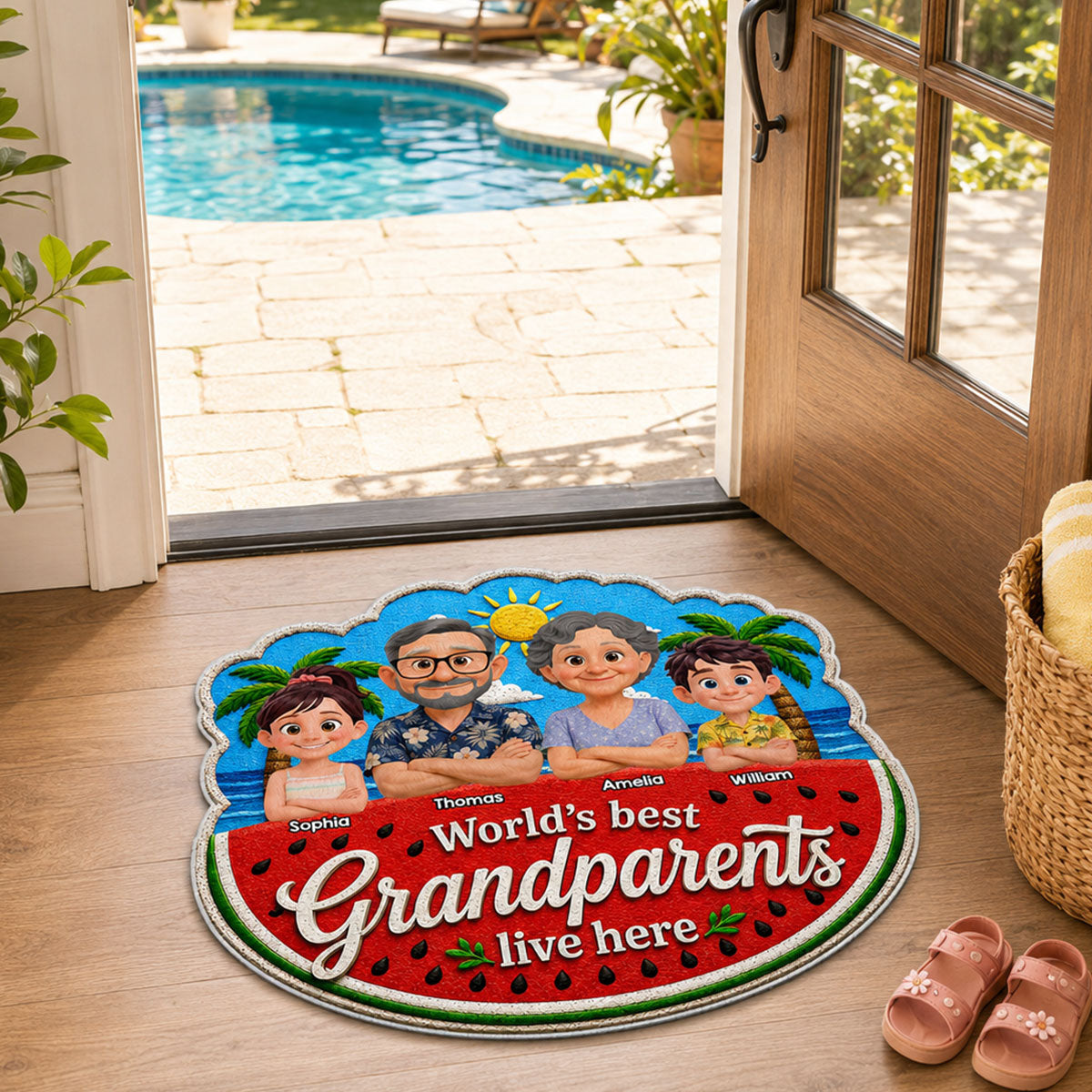 World's Best Grandparents - Personalized Doormat - Gift For Grandparents, Summer Decor