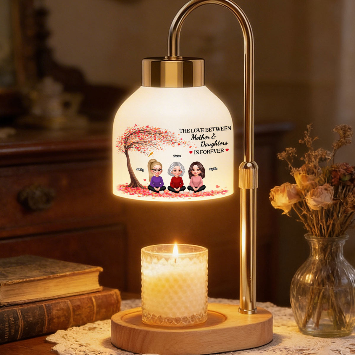 The Love Between Mother And Daughters Is Forever - Personalized Candle Warmer Lamp - Gift For Mom