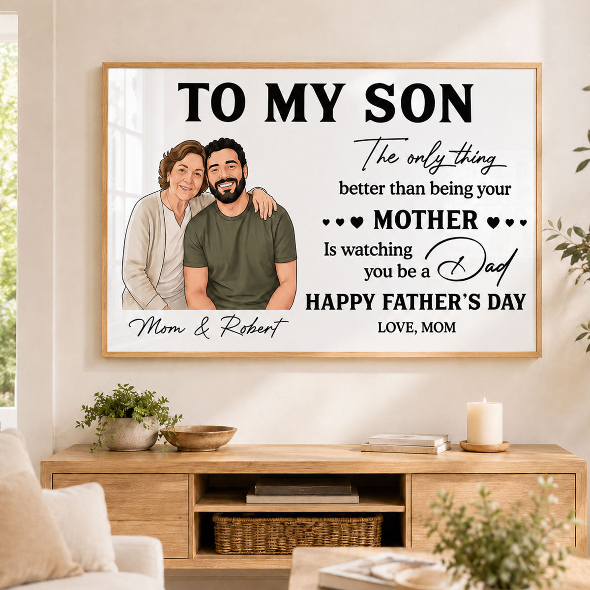 Portrait Color Drawing Style To My Son From Mom - Personalized Poster - Father's Day Gift For Son