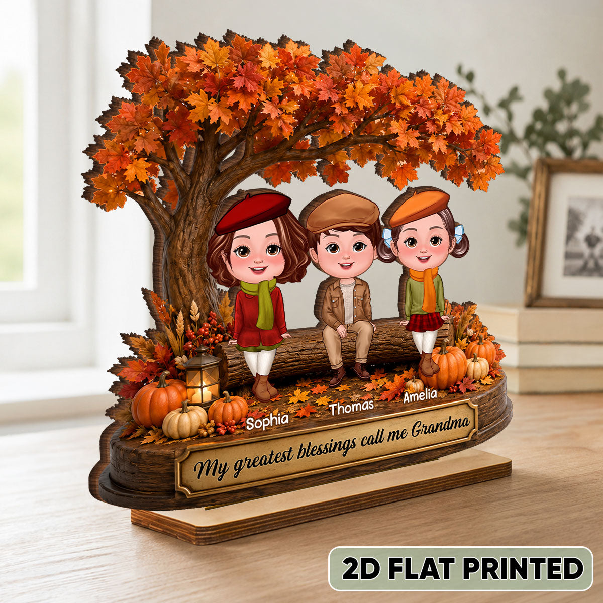 My Greatest Blessings Call Me Grandma - Personalized 2-Layered Wooden Plaque - Fall Season Gift, Gift For Grandma