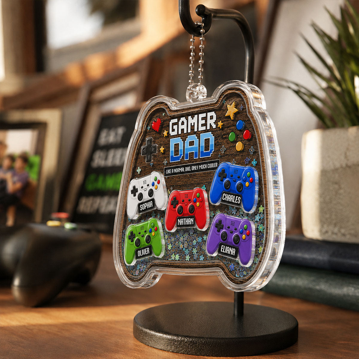Gamer Dad - Personalized Car Shaker Ornament - Father's Day Gift For Gamer Dad, Car Decoration