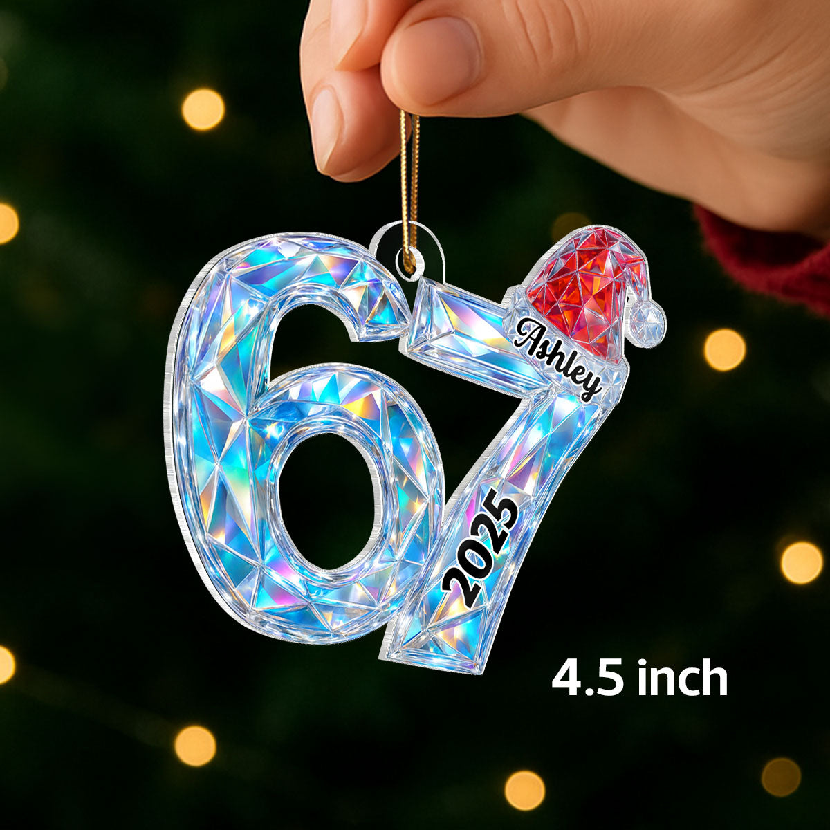 3D Crystal Effect Six Seven Viral Quote Gen Z Tiktok Trend - Personalized Acrylic Ornament - Christmas Gift for Kid, Grandkids