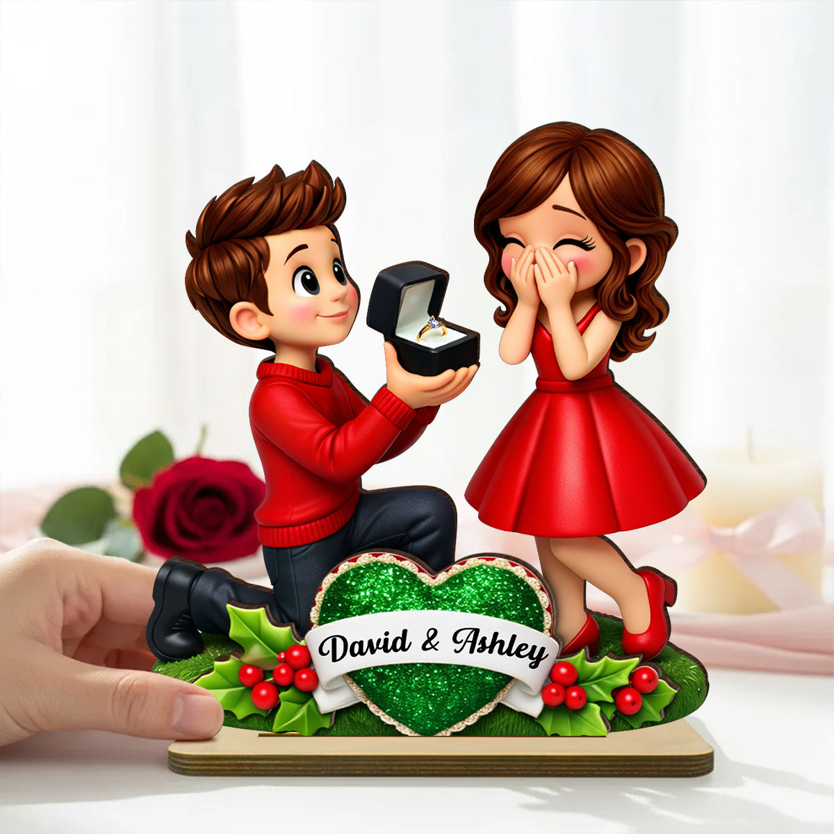 Marriage Proposal Valentine - Personalized 2-Layered Wooden Plaque - Anniversary, Valentine's Day Gift, Gift For Him, Gift For Her