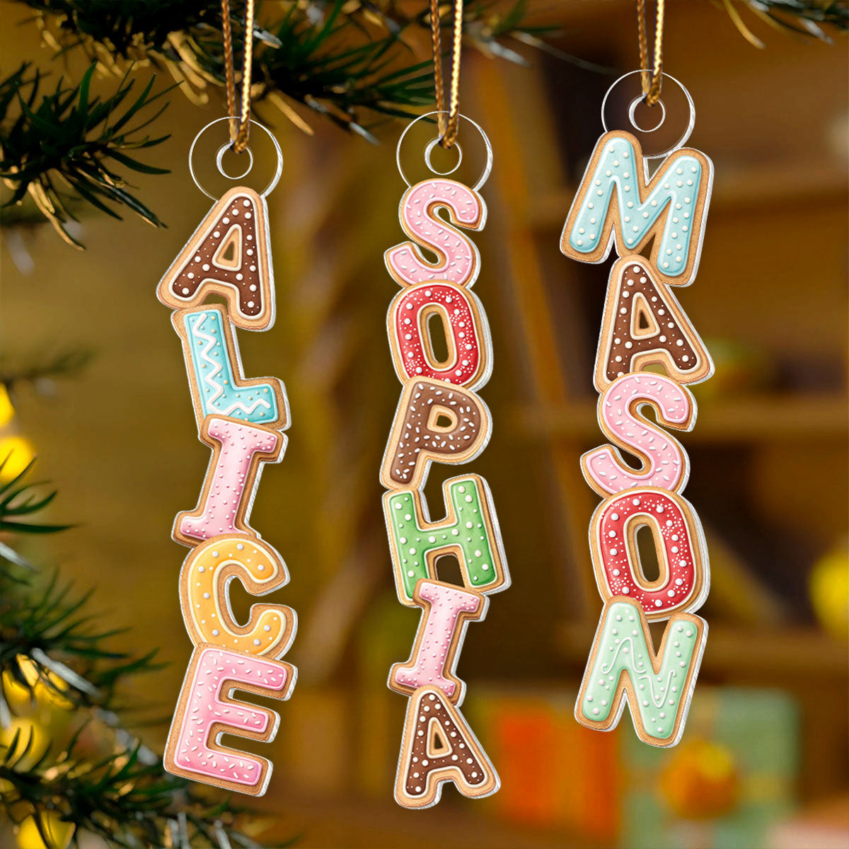 Cookies Christmas Alphabet Custom Family Name - Personalized Acrylic Ornament - Unique Christmas Gift For Family, Loved One