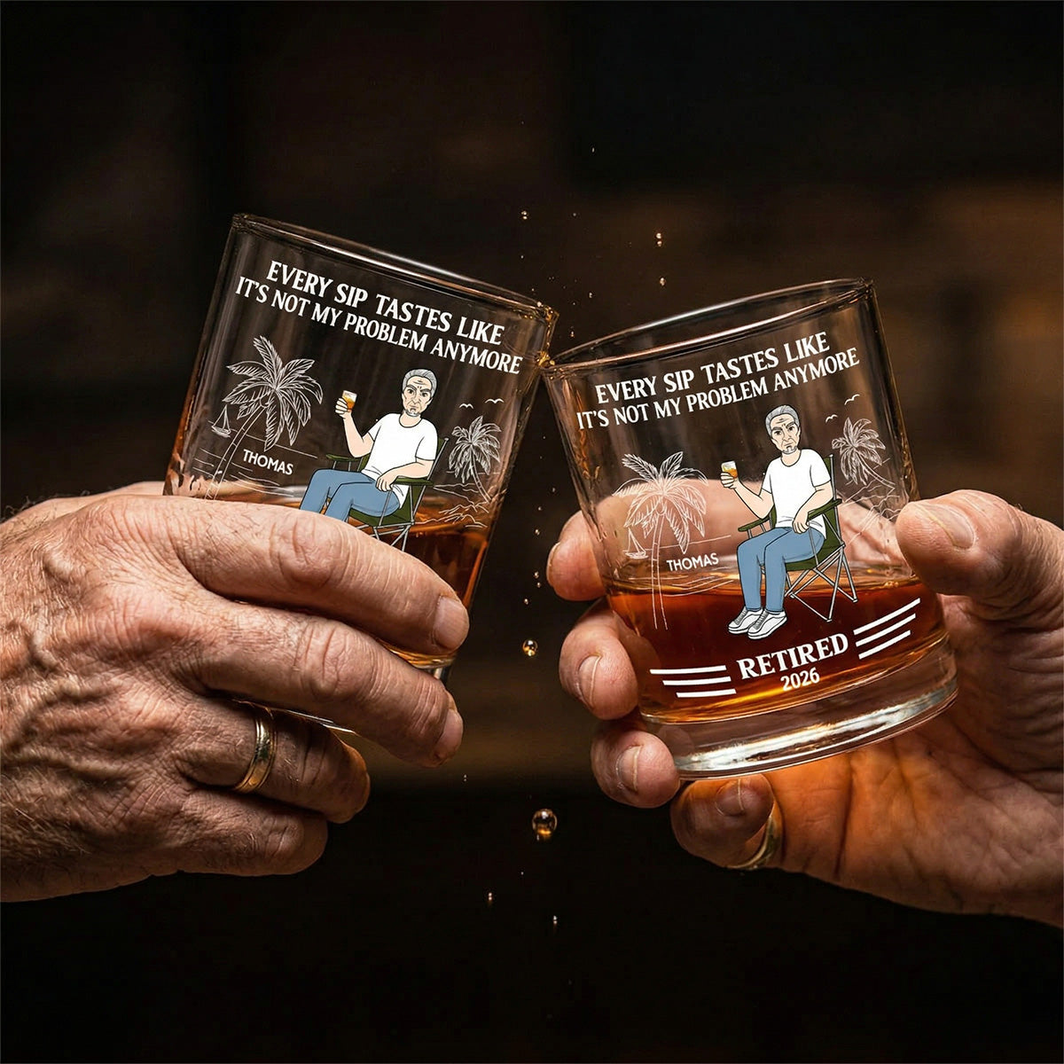 Every Sip Tastes Like Not My Problem Anymore - Personalized Wine Glass - Retirement Gift