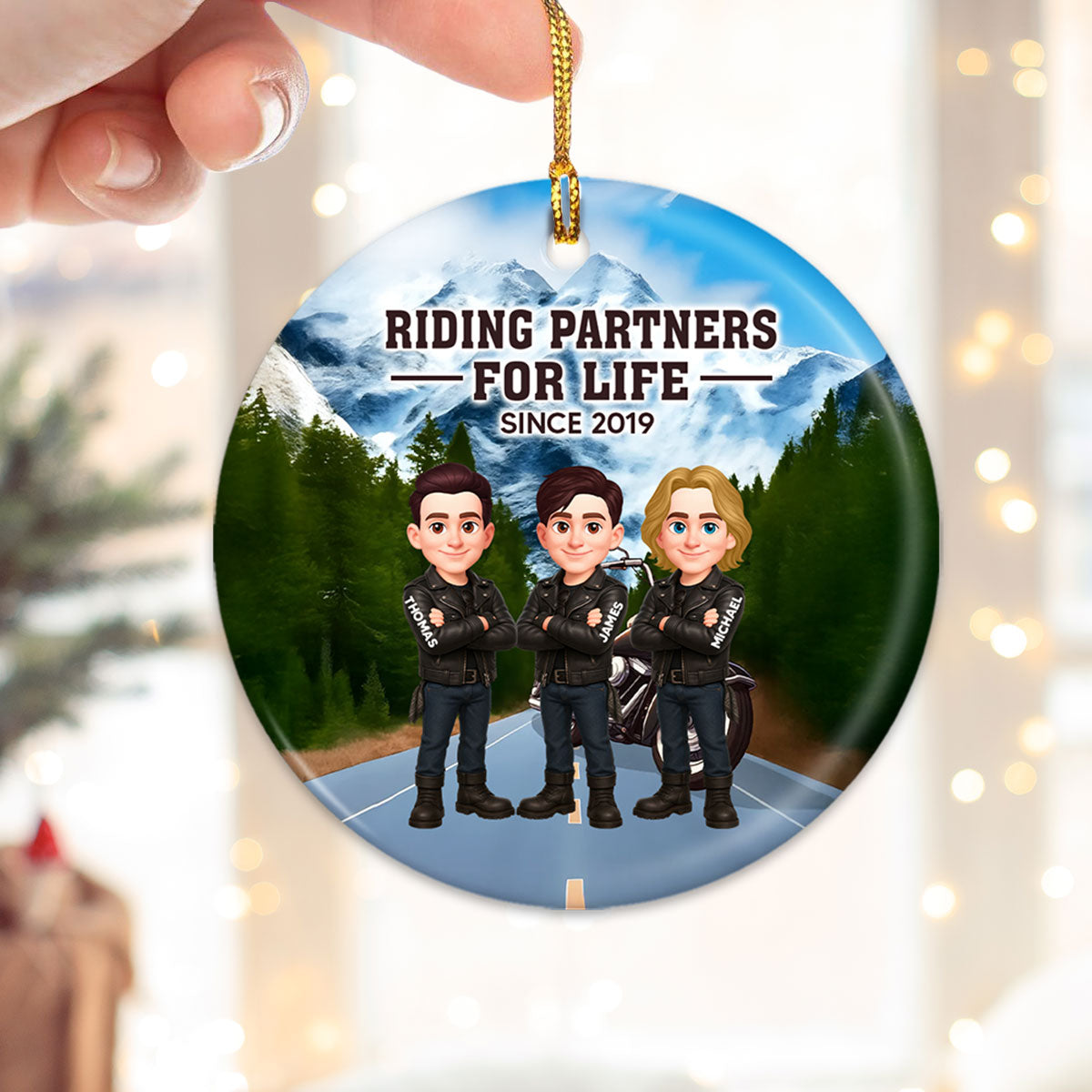 Bikers Riding Partners For Life Christmas - Personalized Ceramic Ornament - Gift For Bikers, Gift For Bikers