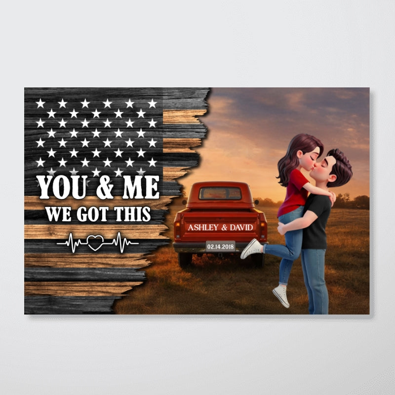 Eternal Love Couple Pickup Truck Half Nation Flag - Personalized Poster - Valentine's Day Gift For Couple